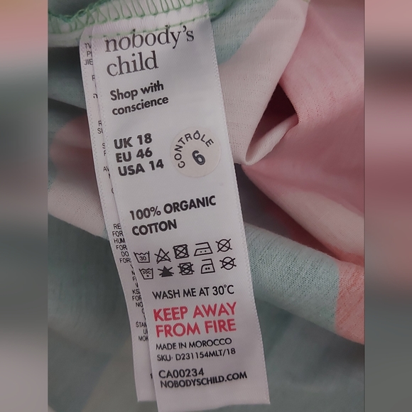 Nobody's Child Fearne Cotton Multi Square Neck Franzie Dress UK Size 18 Organic - Picture 11 of 11